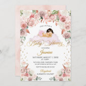 Rosa Blumenschläfer Kinderdusche Einladung (Vorne/Hinten)