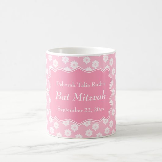 Rosa Blumenschläger Mitzvah Kaffeetasse (Mittel)