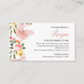 Rosa Blumenschmetterling Brautparty Rezept Anfrage Begleitkarte (Vorderseite)