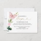 Rosa Blumenschmetterling Brautparty Rezept Anfrage Einladung (Vorderseite)