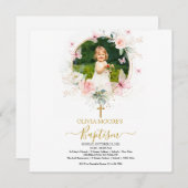 Rosa Blumenschmetterling - Taufe Einladung (Vorne/Hinten)