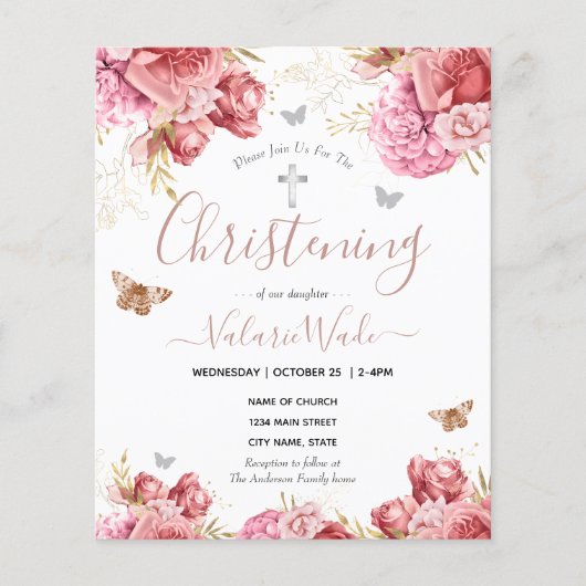 Rosa Blumenschmetterlinge feiern Haushalt (Vorderseite)