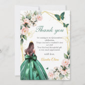 Rosa Blumenschmetterlinge Prinzessin Quinceanera Dankeskarte (Vorderseite)