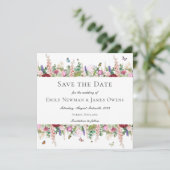 Rosa Blumenschmetterlinge Save the Date Einladung (Stehend Vorderseite)