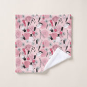 Rosa Blumenschönheits-Produkt-Muster Badhandtuch Set (Waschlappen)