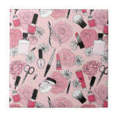 Rosa Blumenschönheits-Produkt-Muster Fliese (Vorderseite)