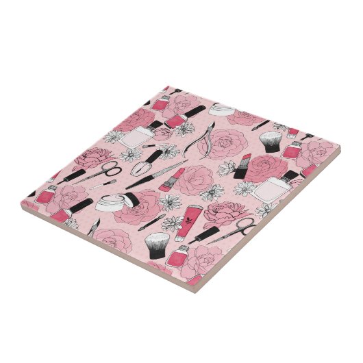 Rosa Blumenschönheits-Produkt-Muster Fliese (Seite)