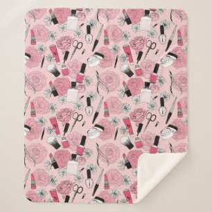 Rosa Blumenschönheits-Produkt-Muster Sherpadecke