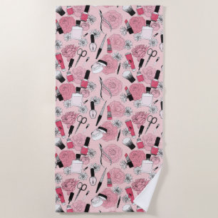 Rosa Blumenschönheits-Produkt-Muster Strandtuch