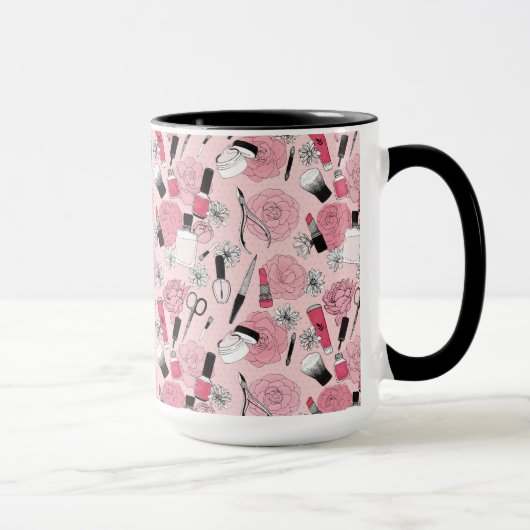 Rosa Blumenschönheits-Produkt-Muster Tasse (Rechts)