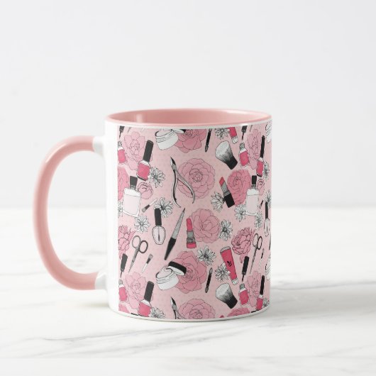 Rosa Blumenschönheits-Produkt-Muster Tasse (Links)