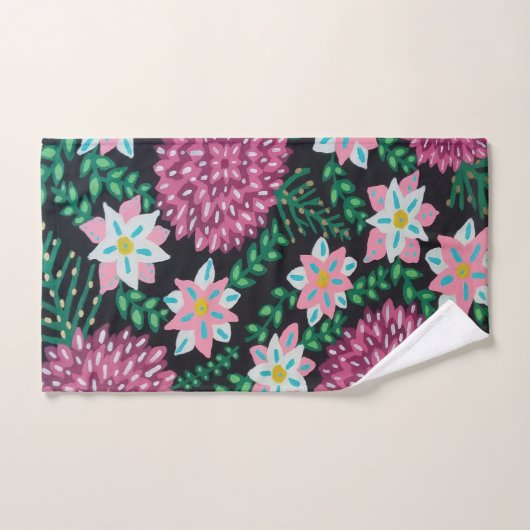 Rosa Blumenschrift Badhandtuch Set (Handtuch)