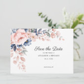 Rosa Blumenschrift Botanische Hochzeit Save The Date (Stehend Vorderseite)