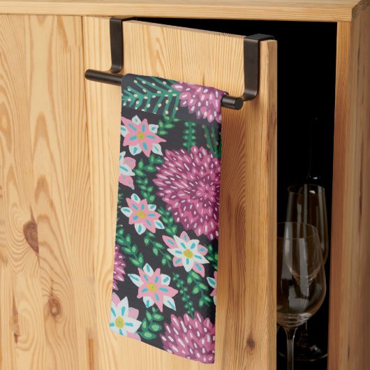 Rosa Blumenschrift Geschirrtuch (Drittel gefaltet)