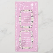 Rosa Blumenschrift Hochzeitskarte Menükarte (Rückseite)
