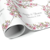 Rosa Blumenschrift Name Elegant Hübsch Geschenkpapier (Rolleneckpunkt)