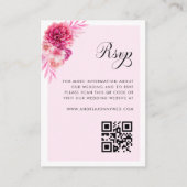 Rosa Blumenschrift QR Code Einfache Hochzeit RSVP Begleitkarte (Vorderseite)