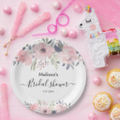 Rosa Blumenschrift Rustikales Brautparty Pappteller (Party)