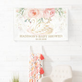Rosa Blumenschwan Babydusche Geburtstagsgeschenk H Banner (Insitu)