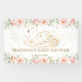 Rosa Blumenschwan Babydusche Geburtstagsgeschenk H Banner