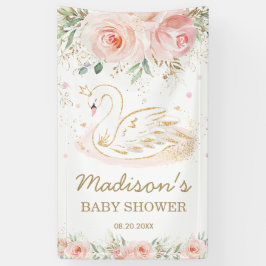 Rosa Blumenschwan Kinderdusche Geburtstag Hintergr Banner