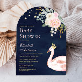 Rosa Blumenschwan Princess Arch Navy Baby Dusche Einladung