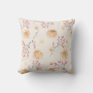 Rosa Blumensprays und goldene Sprenkelpunkte auf W Kissen
