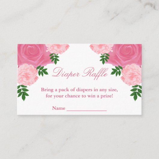 Rosa Blumenspulendusche Windelwanne Begleitkarte (Vorderseite)