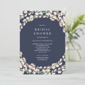 Rosa Blumenstems Bridal Dusche Einladung (Stehend Vorderseite)