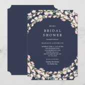 Rosa Blumenstems Bridal Dusche Einladung (Vorne/Hinten)