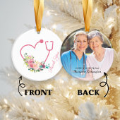 Rosa Blumenstethoskop Herzkrankheit Dankeschön Fot Keramik Ornament