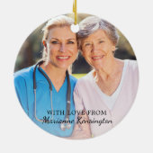 Rosa Blumenstethoskop Herzkrankheit Dankeschön Fot Keramik Ornament (Hinten)