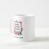Rosa Blumenstiftrahmen Weltbester Lehrer Kaffeetasse (Vorderseite Links)