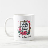 Rosa Blumenstiftrahmen Weltbester Lehrer Kaffeetasse (Links)