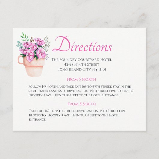 Rosa Blumenstrasse Wasserfarbene Blume Begleitkarte (Vorderseite)