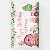 Rosa Blumenstrauktorenfarm Geburtstagsgrundierung Banner (Vertikal)