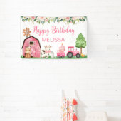 Rosa Blumenstrauktorenfarm Geburtstagsgrundierung Banner (InSitu)