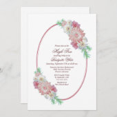 Rosa Blumenstrauß Brautparty Einladung (Vorne/Hinten)