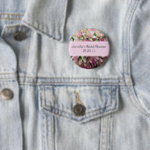 Rosa Blumenstrauß-Brautparty-Knopf Button (Beispiel)