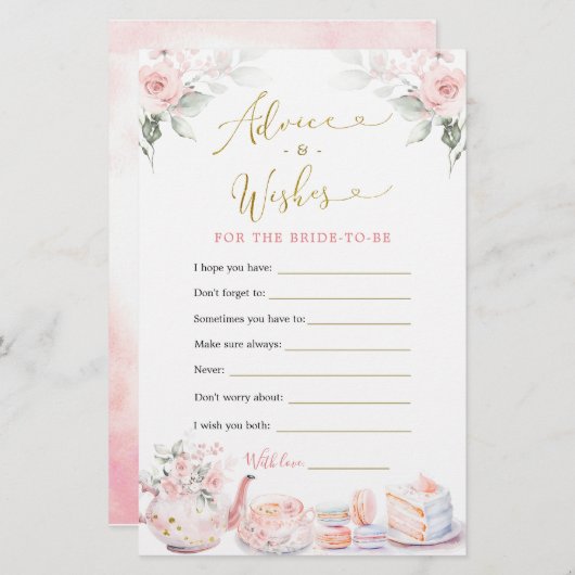 Rosa Blumenstrauß Brautparty Tee Party Ratschlag K (Vorne/Hinten)