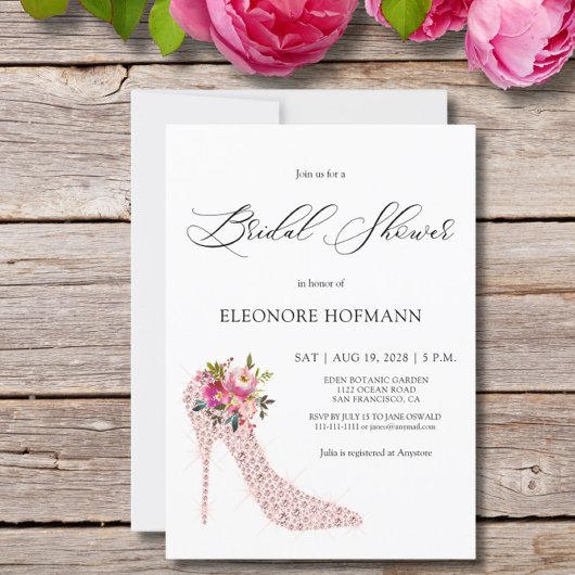 Rosa Blumenstrauß Bridal Dusche Einladung