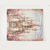 Rosa Blumenstrauß Burg Wandteppich (Vorderseite (Horizontal))