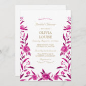 Rosa Blumenstrauß Chinoiserie Brautparty Einladung (Vorne/Hinten)