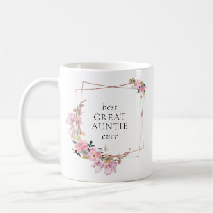 Rosa Blumenstrauß Goldrand Beste Tante je Kaffeetasse
