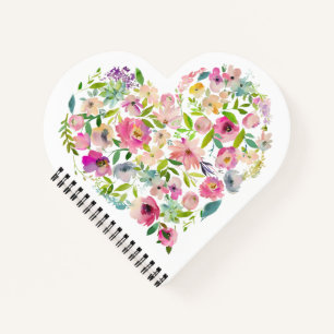 Rosa Blumenstrauß Herz Kleine Girls Liebe Notizblock