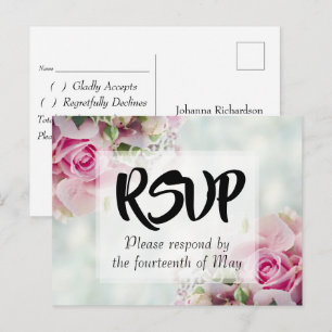 Rosa Blumenstrauß Hochzeit-RSVP Postkarte