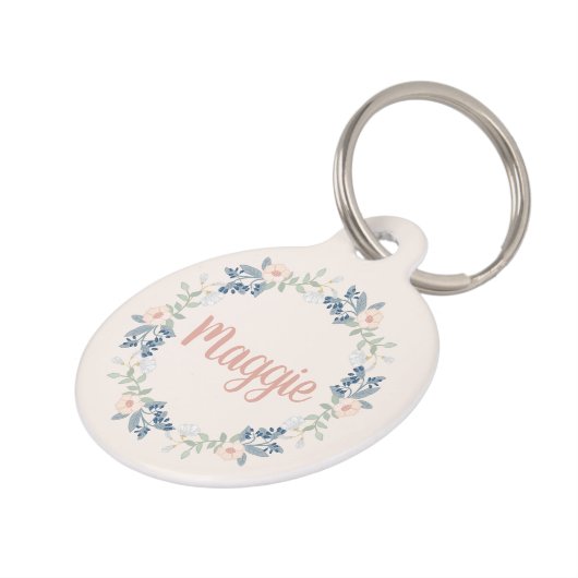 Rosa Blumenstrauß Individuelle Name Labels Hund Haustiermarke (Seite)