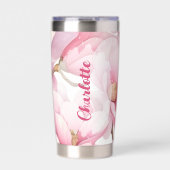 Rosa Blumenstrauß individuelle Name Thermobecher (Vorderseite)