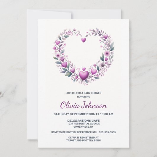 Rosa Blumenstrauß-Kinderdusche Einladung (Vorderseite)