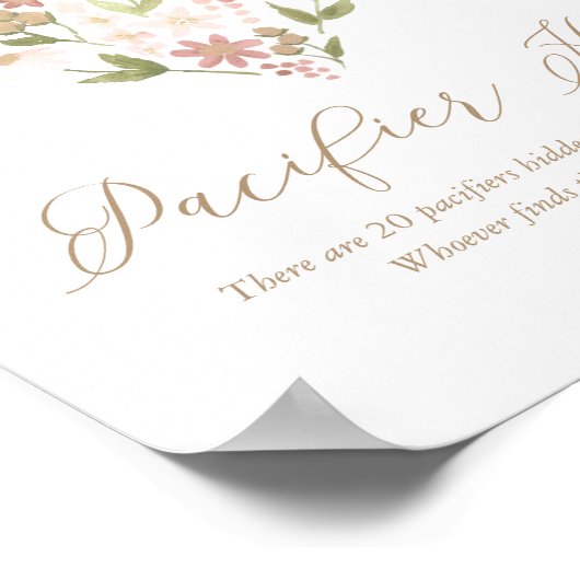 Rosa Blumenstrauß Kinderdusche Schnuller Hunt Schi Poster (Ecke)